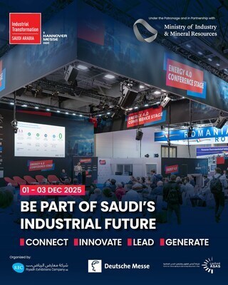 2025 年沙地阿拉伯工業轉型展覽會 (Industrial Transformation Saudi Arabia 2025) 匯聚環球業界領袖,促進交流、激發創新,共同引領沙地阿拉伯的工業轉型進程。展期為 12 月 1 日至 3 日 2025 年沙地阿拉伯工業轉型展覽會 (Industrial Transformation Saudi Arabia 2025) 匯聚環球業界領袖,促進交流、激發創新,共同引領沙地阿拉伯的工業轉型進程。展期為 12 月 1 日至 3 日