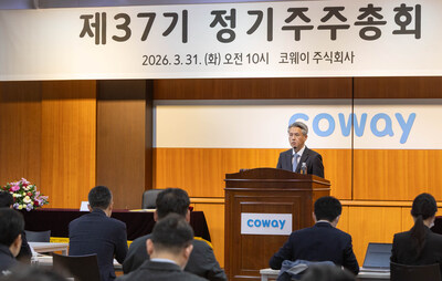 Jangwon Seo, CEO of Coway, speaks at Coway’s 37th Annual General Meeting